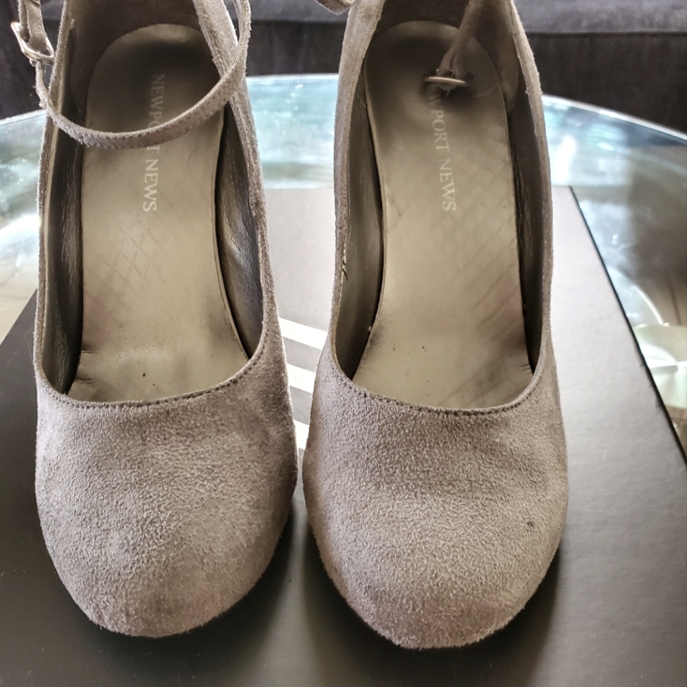 Gray Suede Wedge Heels
